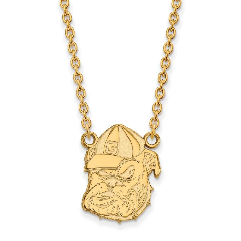 Custom Name Necklace for Kids-10k Yellow Gold U of Georgia Large Bulldog Pendant Necklace