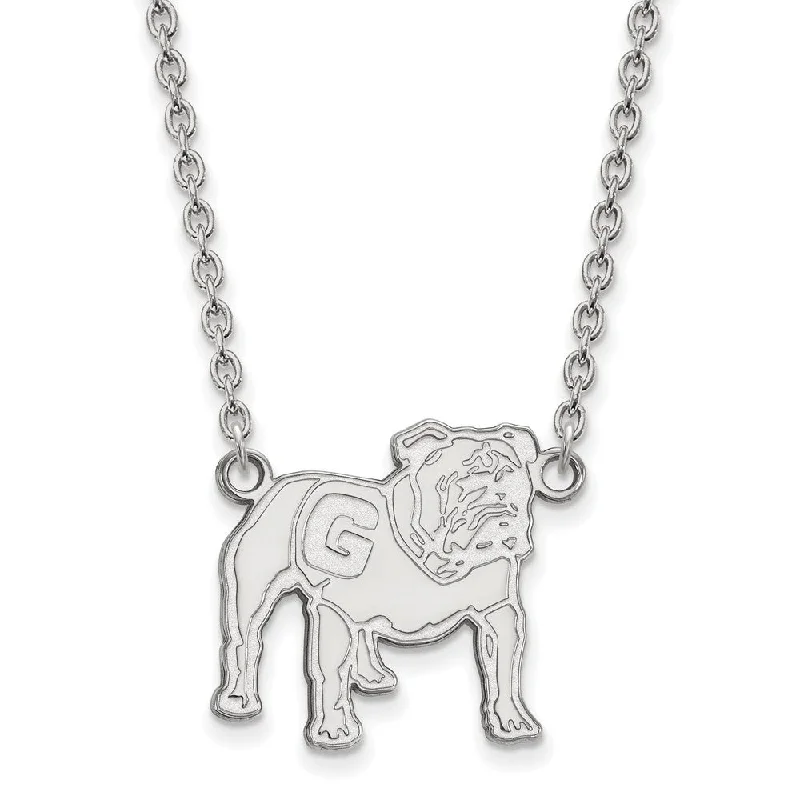 Simple Chain Necklace for Men-14k White Gold U of Georgia Large Pendant Necklace