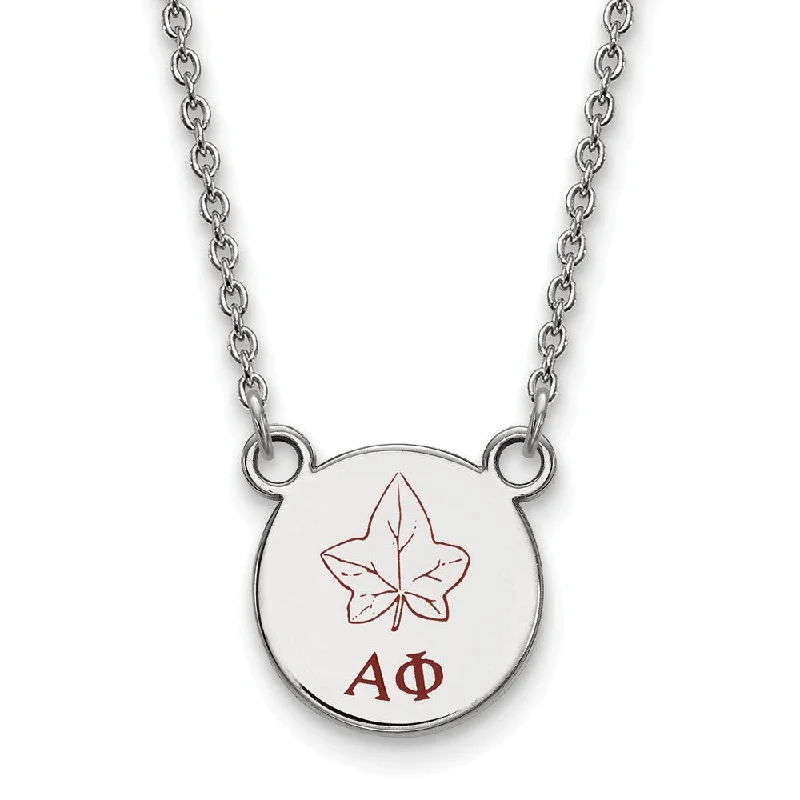 Luxury Gold Necklace for Weddings-Sterling Silver Alpha Phi Small Enamel Necklace