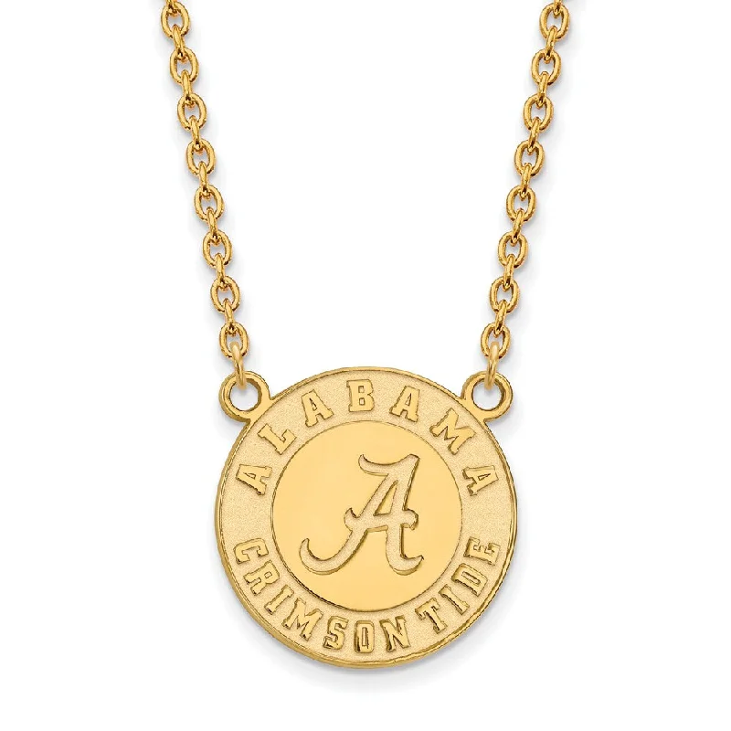 Simple Silver Necklace with Pendant-10k Yellow Gold U of Alabama Large Disc Pendant Necklace