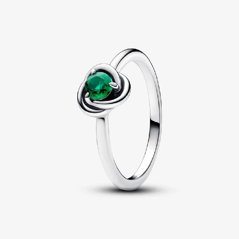 Custom Silver Ring for Customization-PANDORA : May Royal Green Eternity Circle Ring - Green