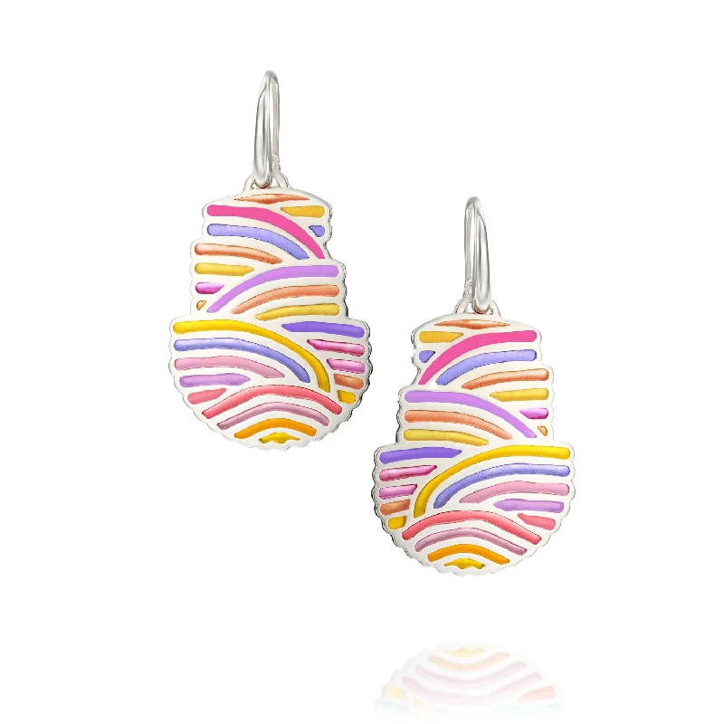 Geometric Silver Earrings for Style-Colorful dangle sterling silver earrings