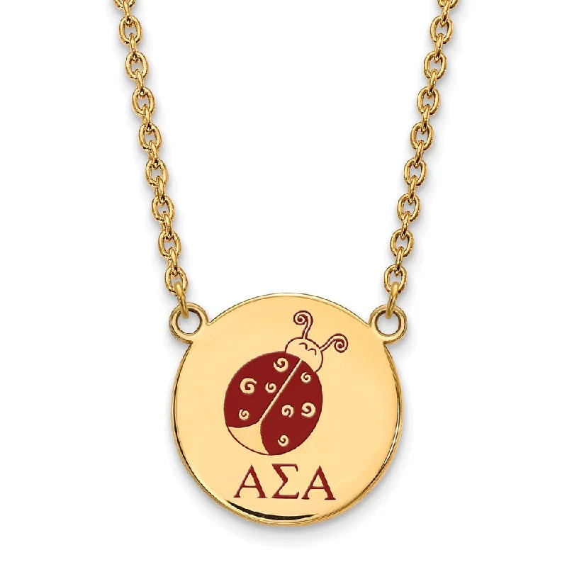 Fine Gold Necklace for Luxury Look-14K Plated Silver Alpha Sigma Alpha Large Mascot Enamel Necklace