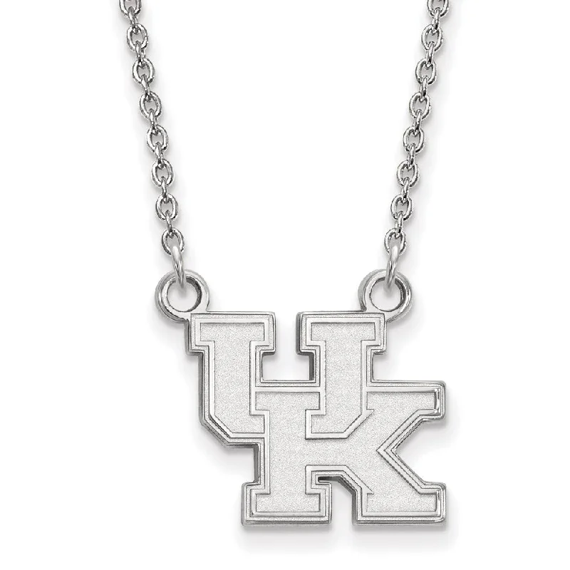 Chunky Necklace for Daytime Look-Sterling Silver U of Kentucky Small 'UK' Pendant Necklace