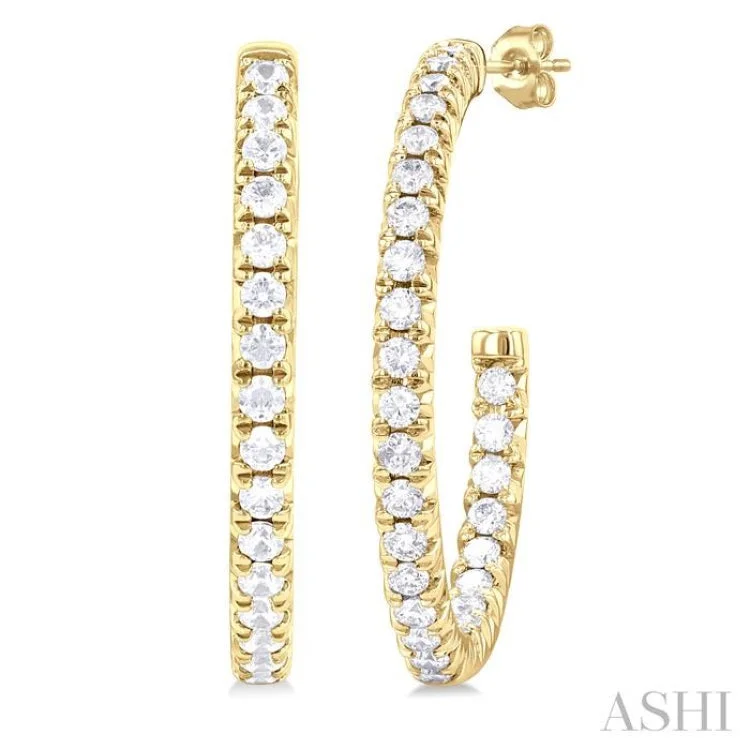 Custom Diamond Earrings-.75CTRDDM FRENCH PAVE HOOP ER YG 14K-G*