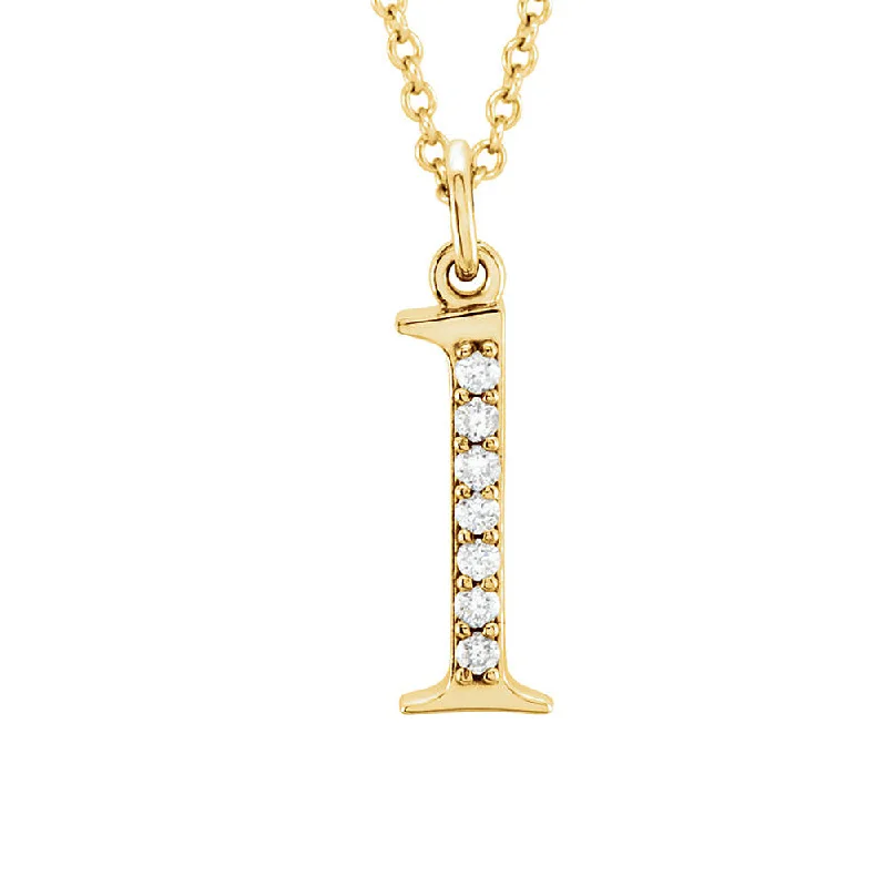 Charm Necklace for Casual Wear-The Abbey 14k Yellow Diamond Lower Case Initial 'l' Necklace 16 Inch