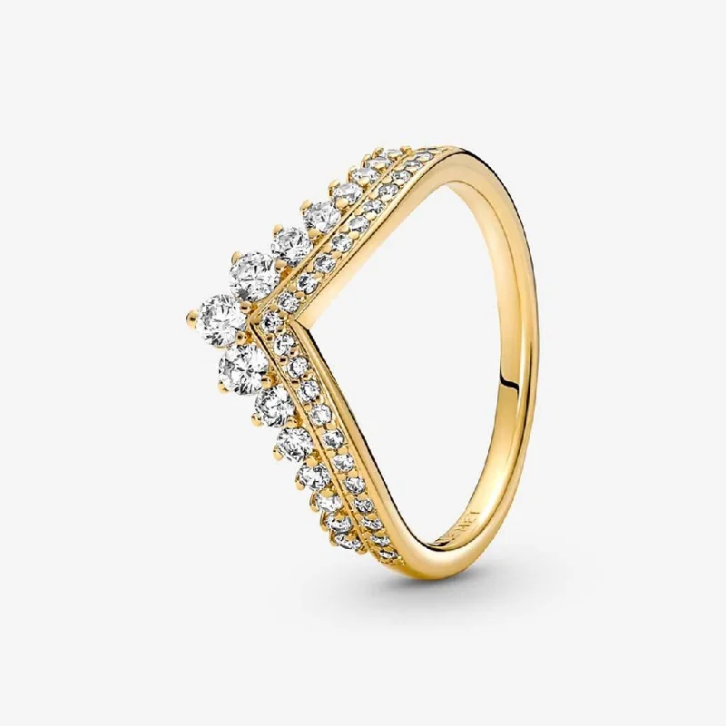 Stylish Gold Ring for Special Occasions-PANDORA : Pandora Timeless Wish Tiara Ring - Gold Plated