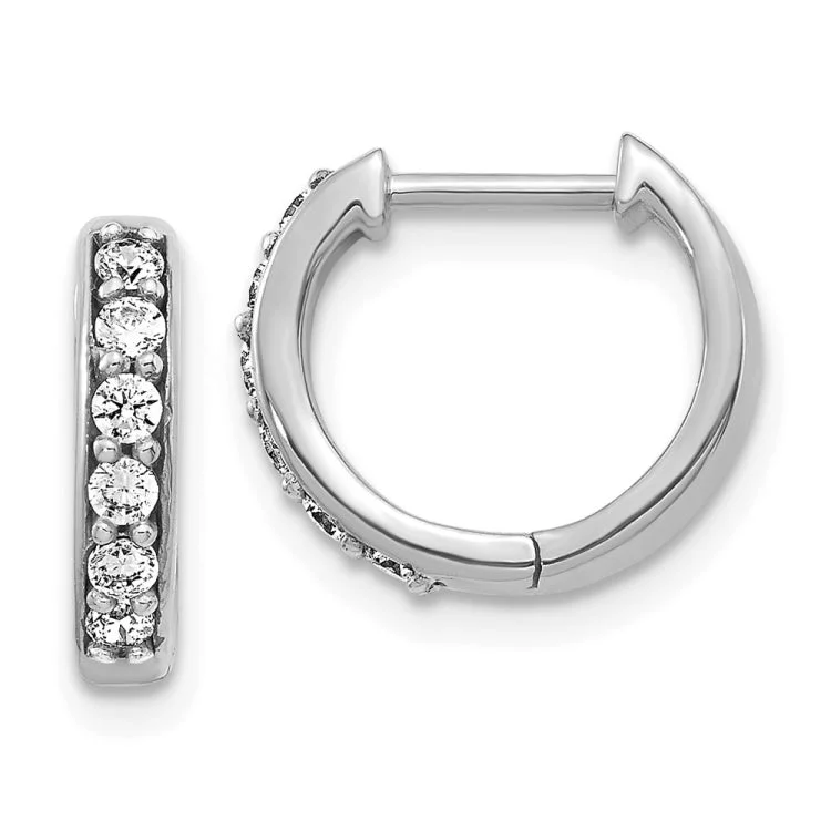 Simple Stud Earrings-14k White Gold Diamond Hinged Hoop Earrings