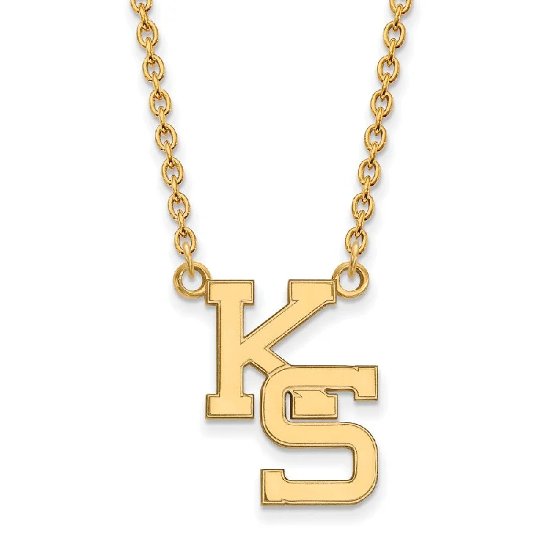 Luxury Chain Necklace for Women-10k Yellow Gold Kansas State Large Pendant Necklace